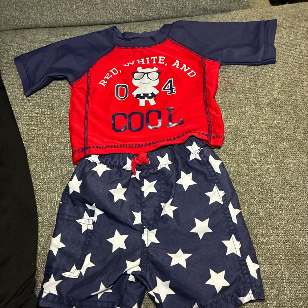 Carter's Red and Blue Kids Swim Trunks Set